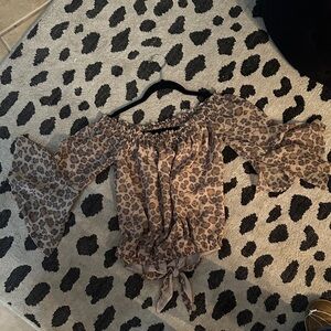 Express Leopard Print Off-Shoulder Blouse